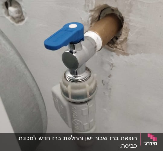 התיקון של יאיר וסער התותחים. (הוצאת הניפל הישן עם החתיכת ברז השבור בקיר והתקנת ניפל חדש וברז חדש)